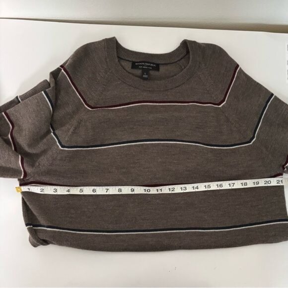 Banana Republic Sweater Men’s Large Merino Wool Striped Retro Academia Preppy - Picture 5 of 12